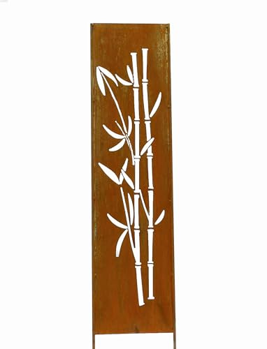 D&L Lasertec Edelrost Sichtschutz Metall 170 x 32 cm Bambus zum Stecken Sichtschutzwand Rost Gartendeko Deko Dekoration Wand