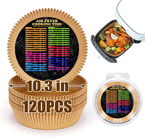 Air Fryer Liners for Russell Hobbs 8.3L Air Fryer, Airfryer Liners Round Disposable 10.3 Inch Air Fryer Parchment Paper Liners Oil-Proof, Water-Proof Air Fryer Disposable Paper Liners