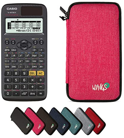 Casio fx-87DE X ClassWiz inkl. WYNGS Schutztasche Pink - Wissenschaftlicher Taschenrechner - Basic Set