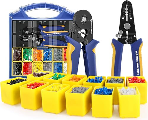 haisstronica Kit d'outils de sertissage AWG 23-7 avec 2500 cosses AWG 22-7 et pince à dénuder