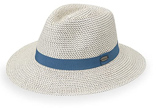 Wallaroo Charlie Fedora Medium (Ivory/Dusty Blue) - UPF 50+ Sun Protection, Packable & Travel-Friendly