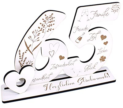 Deko Aufsteller 65 Jahre Geburtstag Geldgeschenk Jubiläum Tischdeko zum verschenken für Geld Gutschein Eiserne Hochzeit