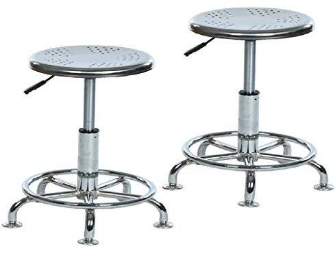 Hocker auf Rädern Edelstahlhocker, Arbeitsstuhl, Arbeitshocker, hohler Stuhl, Fußnagel, drehbares Heben, geeignet für Laborproduktionswerkstatt, 45-55 cm (Color : True Colorx2) Marriage