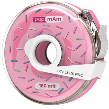 Staleks Pro engångs vit sliptejp papmAm expert – 180 korn – 7 m rulle i plastfodral – limfritt utbytbart slipmedel – professionell nagelformning – manikyr och pedikyr