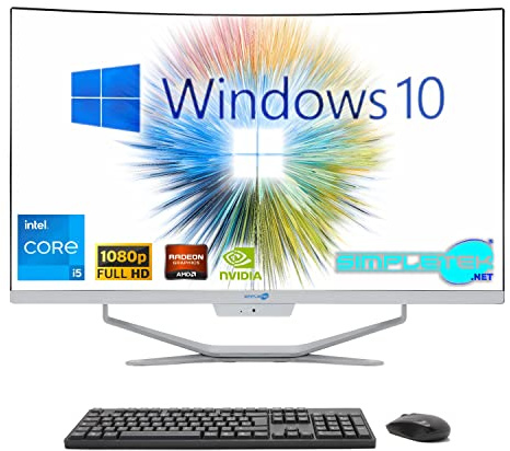 SIMPLETEK - Ordenador todo en uno de 27 curvo Windows 10 | Procesador Core i5 de 12ª generación con tarjeta gráfica RX550 de 4 GB | 16 GB de RAM DDR4 SSD de 960 GB