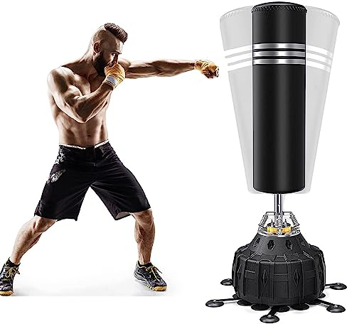 YOLEO Sac de Frappe Boxe sur Pied 178 cm 25 Ventouses - Noir