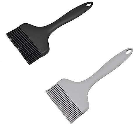 Extra großer Silikon-Pinsel - hitzebeständiger, extra breiter Marinadenpinsel - spülmaschinenfester Ölpinsel zum Kochen, Backen, Grillen und Auftragen von Öl(Schwarz, Grau)