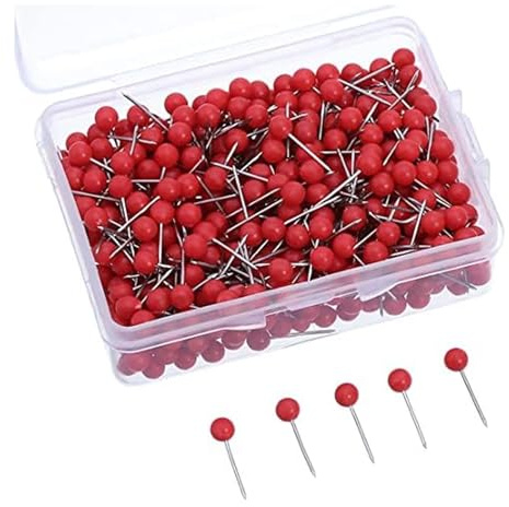 300 st röda kartografiska stift, ritstift, runda huvudmarkörer stift
