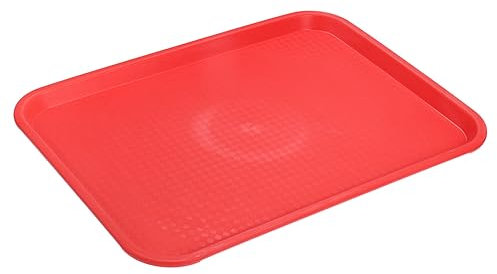 sourcing map Plateaux De Restauration Rapide En Plastique En Vrac 12 X 16 Plateaux Rectangulaires Pour Cafétéria Plateaux De Service Pour Restaurant Fête Cuisine (Rouge)