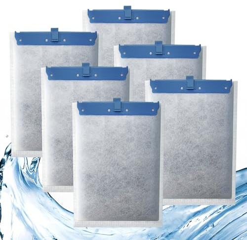 6 Pack Filter Cartridge Compatible with Whisper Bio-Bag Filters, Large Aquarium Filter Cartridges Compatible Replacement with Whisper Filters 20i,40i/IQ20,30,45,60/PF20,30,40,60 and ReptoFilter