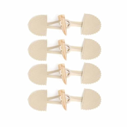 SHTGOI Knebelknöpfe Leder mit Horn Toggle Buttons 4 Paar Knebelverschlüsse zum Aufnähen Vintage Horn Knöpfe Handgefertigt Nähknöpfe Kleidung Nähen Zubehör für Mantel Jacke Pullover Beige