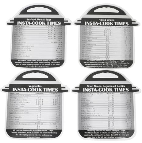 MAGICLULU Cooking Schedule Stickers for and Pressure Cooker - 4 Pcs Grey Kitchen Time Sheets with Air Fryer Cooking Times Chart for Convenient Meal Planning