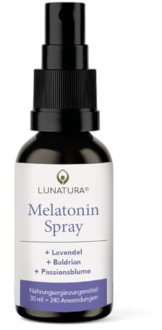 Lunatura® Melatonin Spray - mit Lavendel, Baldrian und Passionsblume - 0,5 mg Melatonin pro Tagesdosis - 30 ml - 240 Anwendungen