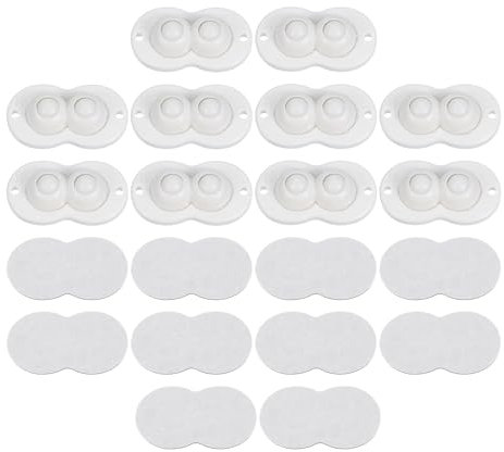 QUARKZMAN 20Pcs Mini Roulettes autocollantes, 2,05 x 1,14 Roulettes Pivotantes à 360° pour Petits Appareils de Rangement Poubelle - Perles en Nylon (Blanc)