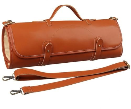 HiyyFloy Bolsa Enrollable para Cuchillos De Chef, Estuche De Transporte para Cuchillos De Cuero con 10 Bolsillos, Bolsa Enrollable Multifunción para Cocina, Viajes Y Acampadas