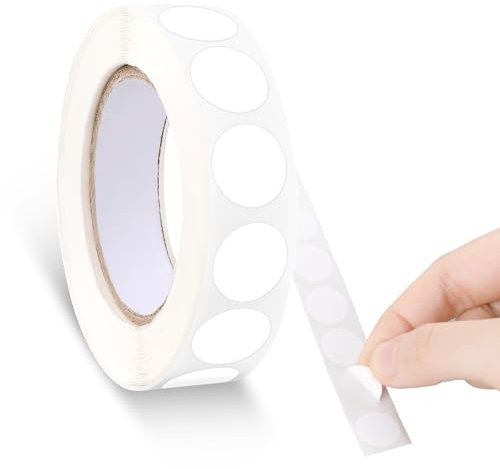 Ymapinc 1000 Stück Weiße Klebepunkte Runde Schusspflaster Weiss Weiß Punktaufkleber Writable Etiketten Markierungspunkte für Büro Geschäft Zuhause Markierung(13mm)