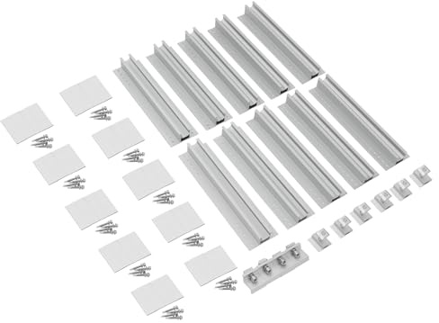 Juego de 10 rieles para paneles solares, soporte ajustable, panel solar de aluminio, chapa trapezoidal, techo plano, sistema de fijación fotovoltaico