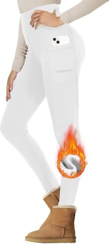 Gayhay Thermo Leggings Damen Gefütterte Winter mit Taschen für Sport Yoga