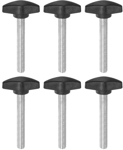 QUARKZMAN 6 Stück Rändelschraube Flügelschrauben Kunststoff T-Flügelknöpfe M8 x 50 mm Metrische männliche Gewindestifte T-Kopf Kunststoffknöpfe Daumenschraube, Schwarz