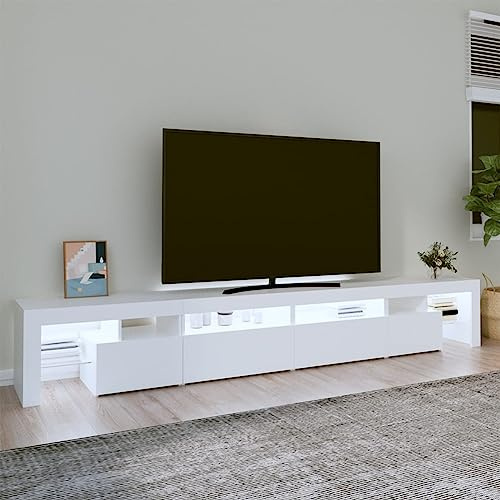 Gecheer Mobile Porta TV con Luci LED Bianco 260x36,5x40 cm