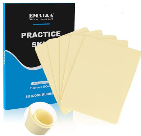 EMALLA 5pcs Piel Sintetica Tatuaje 3mm A4 Pieles Sinteticas Falsos Gruesa para Practicar Tatuajes(29,5cm x 19,5cm)