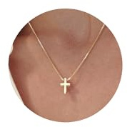 Kreuzkette, 14K Gold plattierte Kistenkette Cross Anhänger Halskette Zierfeindliche Silberne Kreuz winzige Halskette für Frauen
