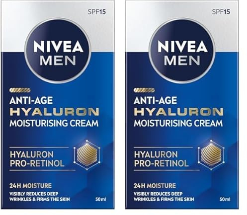 NIVEA MEN Hyaluron Anti-Age Anti-Faltencreme mit Hyaluronsäure für Männer 50ml (Packung mit 2)