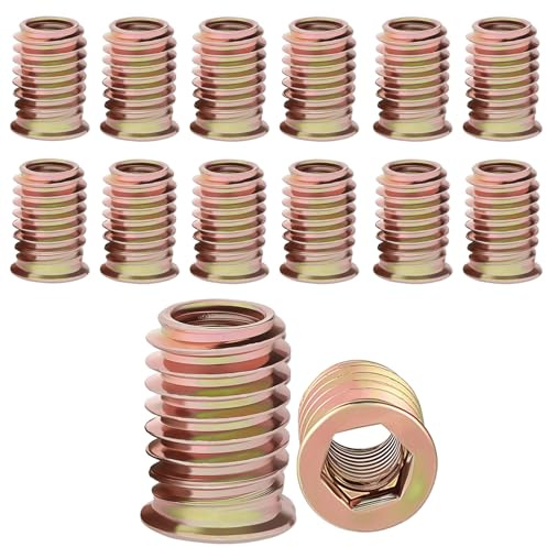 Einschraubmutter M8x15mm Gewindeeinsatz Holz 30 Stück Gewindehülse M8 Einschraubmuffen Gewindeeinsätze Einschraubhülse Gewindeeinsatzmuttern Verzinkte Sechskant für Holzmöbel usw