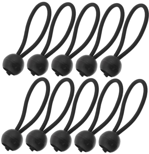 SUPVOX Cordons Élastiques Noirs Fixation Stable 20 Pièces avec Boules 4mm Bandes Élastiques Rondes en Plastique pour Équipement de Camping en Plein Air