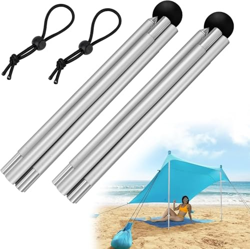 2 pali pieghevoli per tenda da spiaggia in lega di alluminio, 2 m, ricambio per accessori portatili per esterni