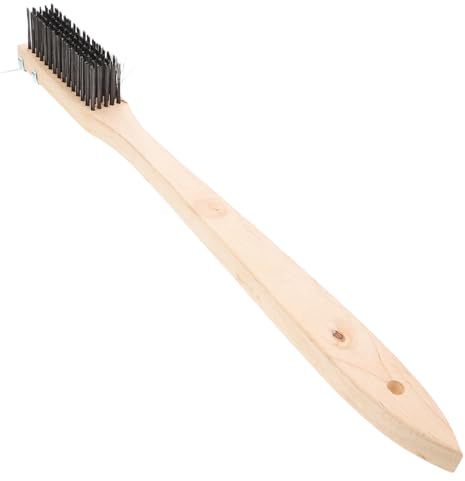 LIOOBO Pizza Stone Brush and Scraper with Long Wooden Handle for Pizza Oven Cleaning Stainless Steel Wire Oven Brush Suitable for Bbq Grill and