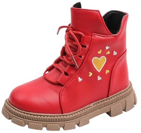 Bottines d'équitation pour enfants - Pour fête de la bière - Doublées chaudes - Chaussures d'hiver pour fille - Bottes basses - Pour l'extérieur, les loisirs, la princesse - Couleur unie - Pour