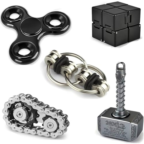 5 Stück Fidget Spielzeug, Metall Fidgets Spinner, Hand Hammer Finger Spin Spielzeug, Cool Gadgets Büro Schreibtisch Spielzeug für Stresslinderung, Strümpfe Stuffers für Teen Boys Erwachsener