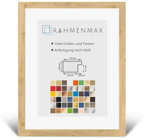 Morena MDF Rahmen für Bild 48x64cm Fichte mit Acrylglas | zum Aufhängen Hoch- und Querformat/Maßanfertigung möglich/Puzzle Rahmen/mit 1mm klarem Acrylglas