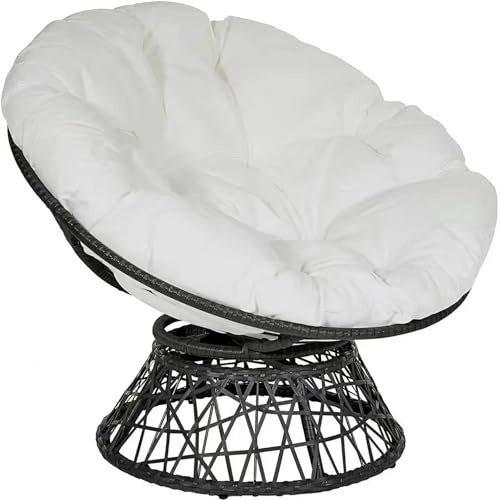 Round Thickened Floor & Egg Chair Cushion - Polyester+Cotton Plush Comfort For Rocking/Hanging Chairs, Outdoor Garden & Indoor Sofa(White,180 x 180 cm)