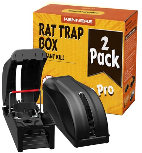 KENNEAS Rattenfalle Schlagfalle mit Köderbox (2er-Pack, Veto Pro) | Große Nagetierbekämpfung Box, Drinnen & Draußen, Sichere für Haus und Garten