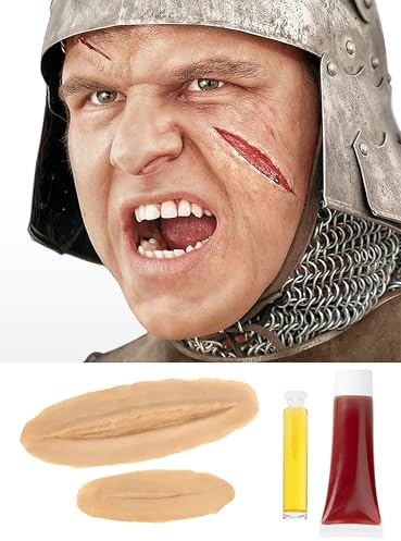 Maskworld Schnittwunden - Latex-Applikation mit Hautkleber - Special-Effect Kostüm-Zubehör - Make-Up für Halloween, Karneval & Horror-Party