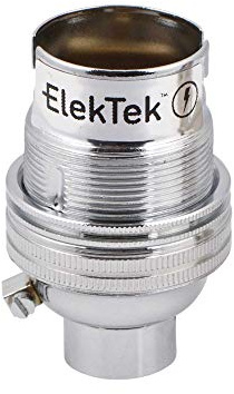 ElekTek Lamp Holder Unswitched Bayonet Cap B22 10mm Entry with Shade Ring Chrome
