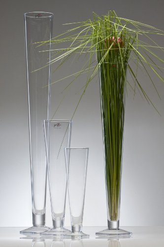 Sandra Rich Glasvase, Dekoglas mit Fuß Cielo H. 40cm D. 11cm Glas konisch rund