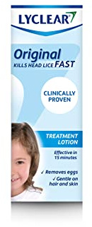 Lyclear Original Lotion Head Lice Treatment + Head Lice Comb – Kills Lice & Eggs – Easy to Apply - Effective in Just 15 Minutes – 100 ml Lotion Format