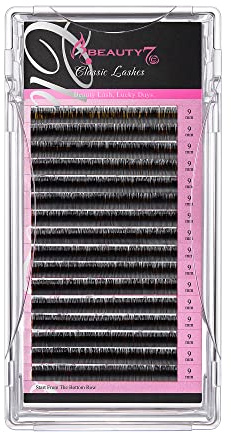 Beauty7 Wimpernverlängerung wimpern extensions matte schwarz Einzelwimpern Künstliche Wimpern Single C Curl klassische Einzeln Volumen Wimpern 0.20mm Stärke Länge 9mm
