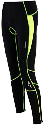 Airtracks Herren Winter Thermo Fahrradhose Lang Pro-T Thermo Hose Radhose Radlerhose Gepolstert Warm -SCHWARZ-NEON - XXL