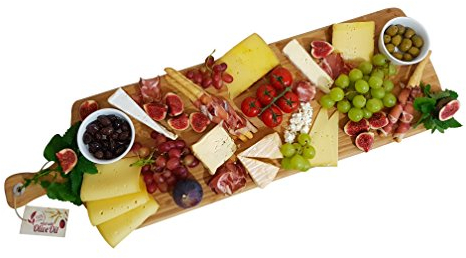 SmokeMax® XXL Riesengroßes Servierbrett (ca. 88x27x2cm), Schneidebrett, Designbrett aus natürlichen Bambusholz (100% mit natürlichen Ölivenöl geölt)