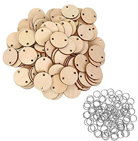 HEALLILY Lot de 100 tranches de bois rondes pour rappel d'anniversaire à suspendre - Planches en bois - Accessoires de calendrier à faire soi-même - Décoration d'intérieur
