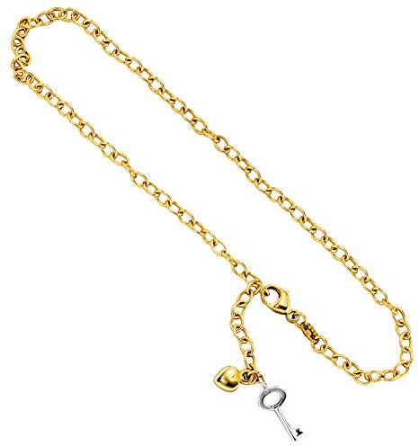 Jobo Damen-Fußkette aus 14 Karat 585 Gold mit Anhänger Schlüssel und Herz 26 cm