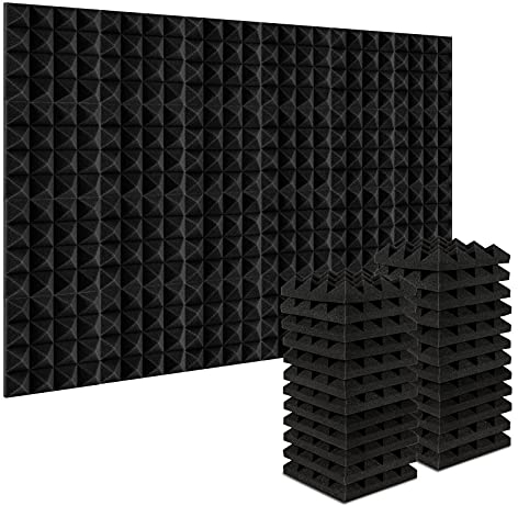 Acolchado Insonorizado, AGPtEK 24 Paquetes de Espuma Insonorizadora 25x25x5CM Paneles de Espuma Acústica, Ideales para Grabar en Estudios, Salas de TV, Habitaciones de Niños, 24 Negro