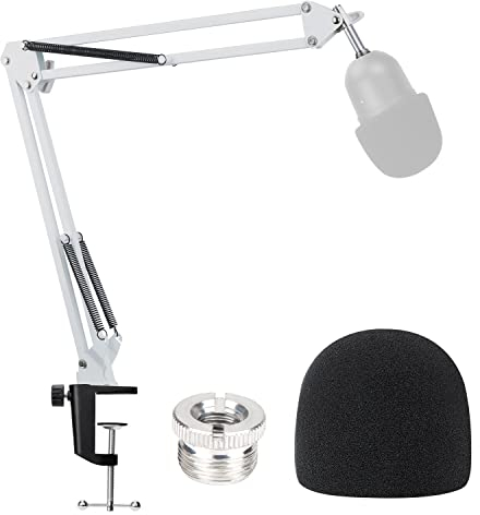 Seiren Mini Mikrofonarm Weiß mit Popschutz- Stabil Mikrofonständer mit Windschutz kompatibel mit Razer Seiren Mini Microphone Boom Arm von YOUSHARES (Weiß)