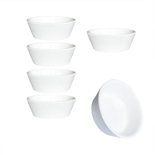 Lotatheta 5 pcs Round 6.3 mm Porcelain Soy Sauce Dish Ceramic Dip Dipping Bowls White Palette for Dinner Baking BBQ and Cooking