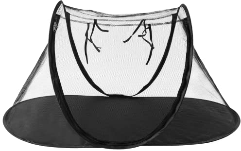 Katzenzelt Outdoor, realife Zwei Türen Haustiergehege Pop Up Zelt, Indoor Pet Zelt Laufgitter für Katzen und Kleintiere in Deck, Hof, Terrasse, Park, Tragbares Übungszelt mit Tragetasche (Schwarz)