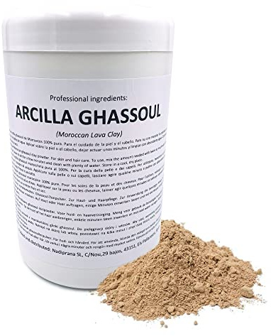 Snadi - Arcilla Ghassoul | 1 kg | Polvo de piedra de lava de Marruecos | Para Cuidado de Piel y Cabello | Exfoliante y Suavizante | Rejuvenece, calma y suaviza la piel